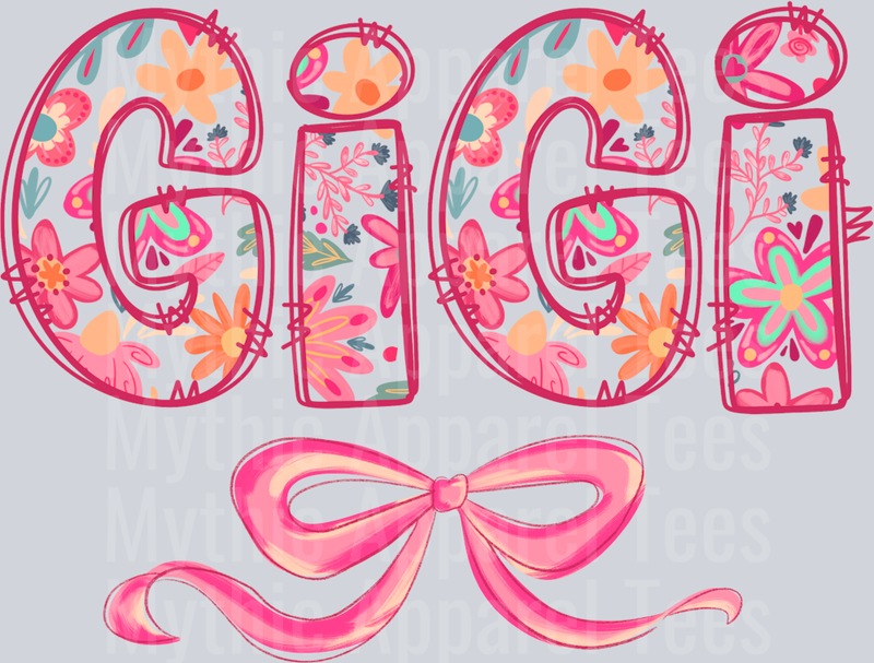 GiGi Floral Bow Pink Floral DTF GiGi Transfers