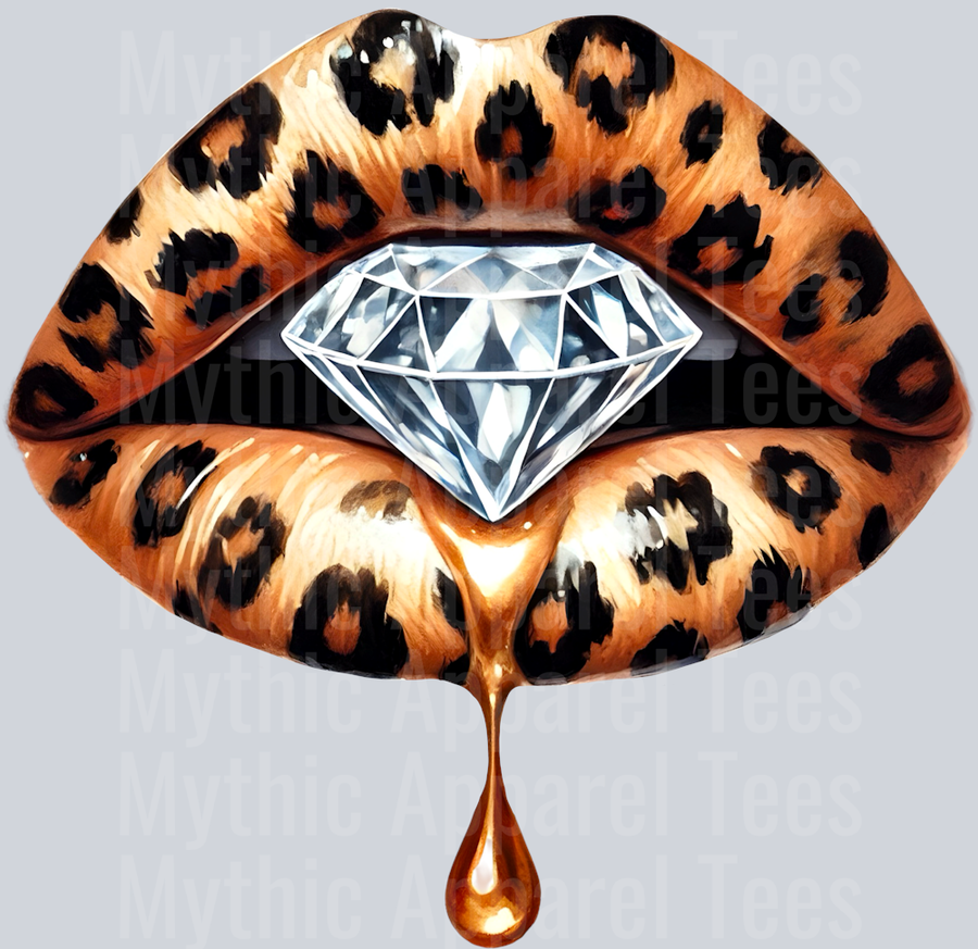 Gold Leopard Diamond Lips (24) DTF Glam Transfers