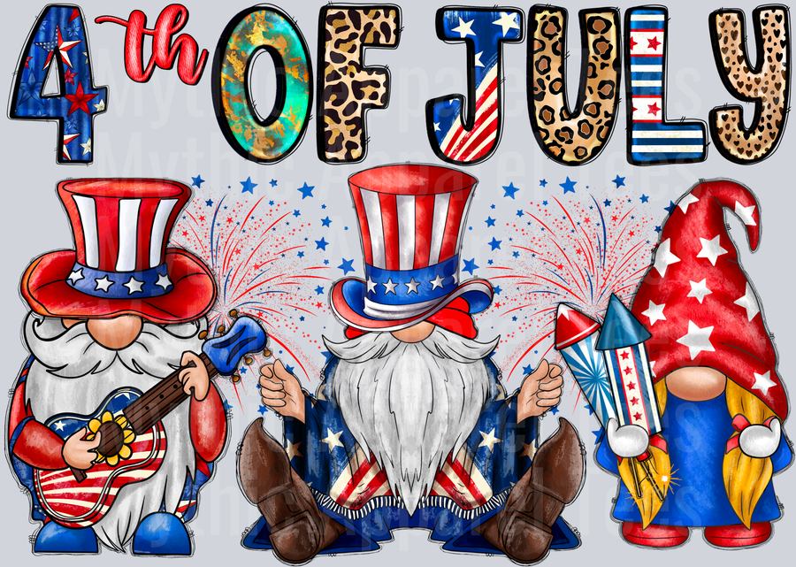4th Of July Gnome DTF Patriotic Transfers