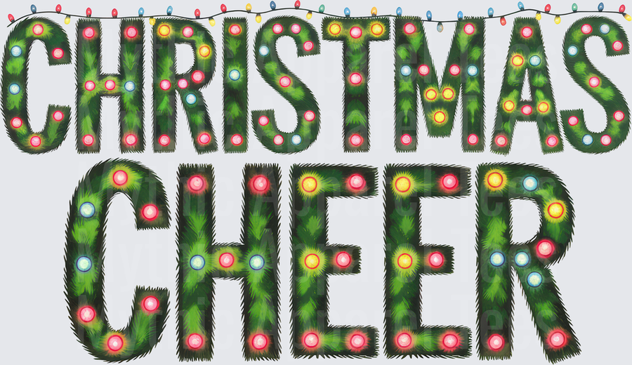 Christmas Cheer Festive Pine Garland Letters with Colorful Lights