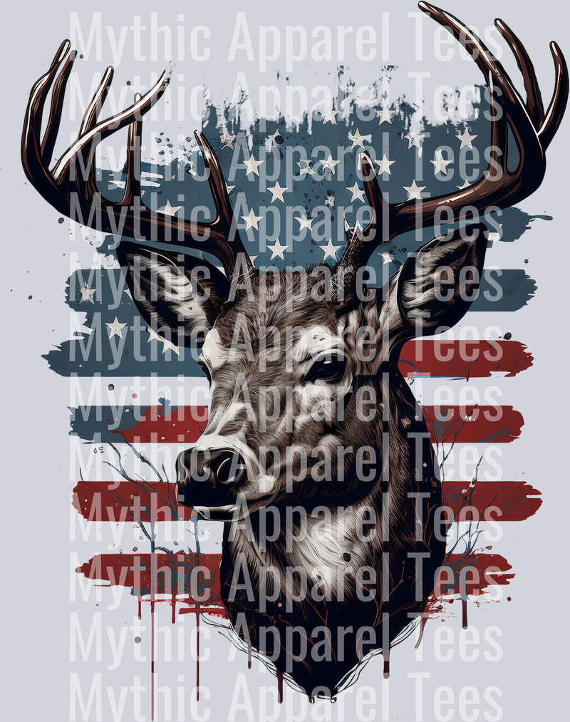 American Flag with deer