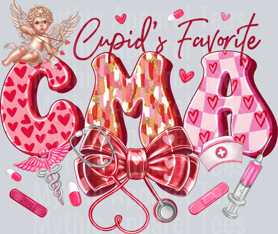 Cupids Favorite CMA Nurse DTF Valentines Day Transfers