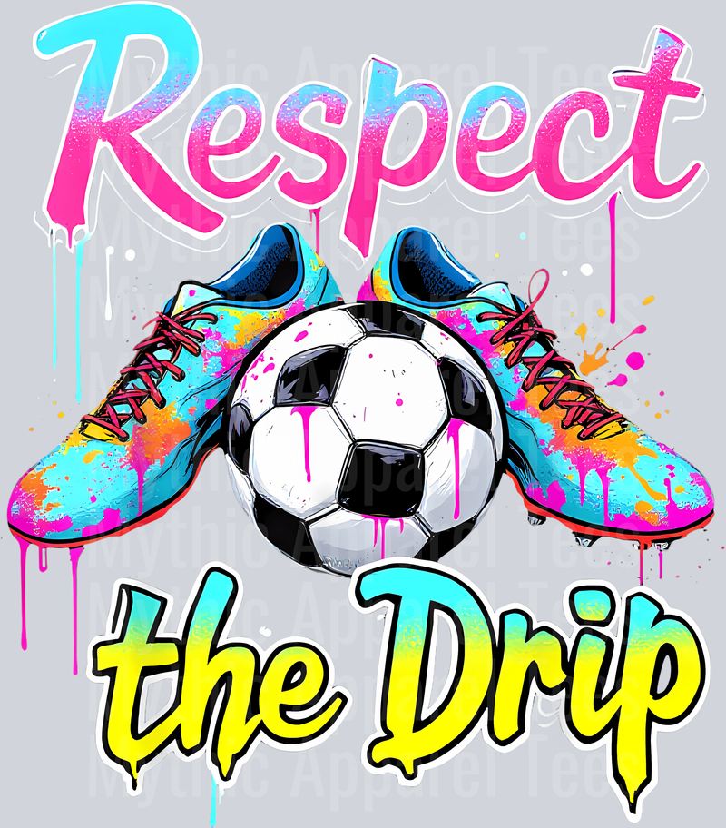 Respect The Drip neons Soccer Ice Cream Drip With Sprinkles DTF Soccer Transfers