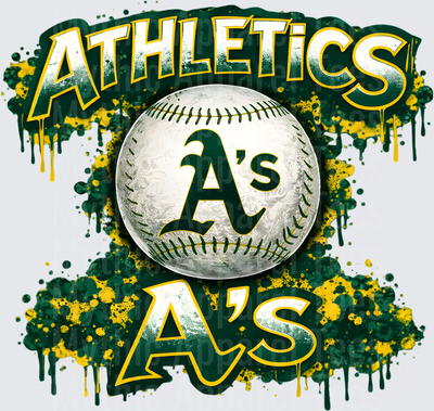 MLB Transfers Oakland Athletics Baseball Paint Splash Design