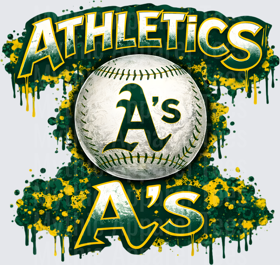MLB Transfers Oakland Athletics Baseball Paint Splash Design