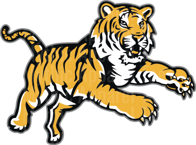 Leaping LSU Tiger Spirit Mascot Gold and Black Stripe Pouncing Big Cat