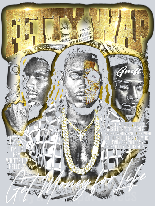 Fetty Wap HALFTONE Made For Black Shirt DTF Pop Culture Transfers