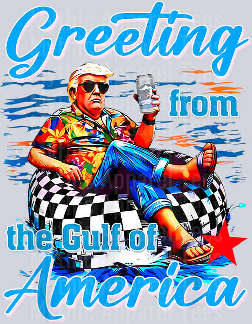 Trump Patriotic Gulf of America checker innertube drink DTF Gulf Of America Transfers