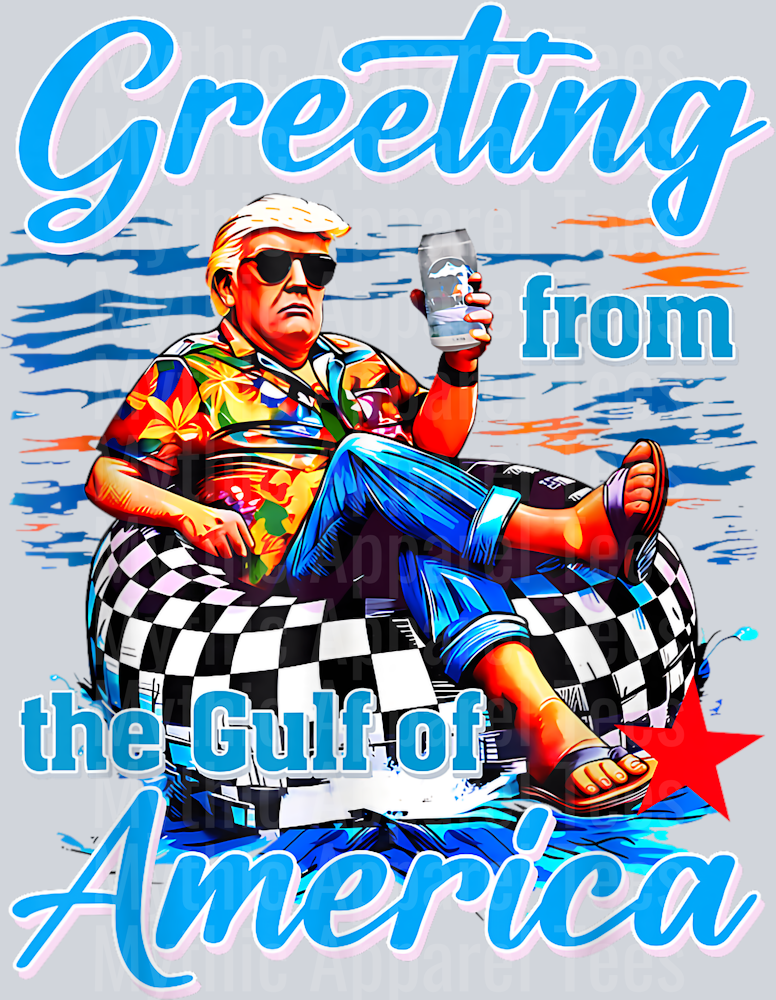 Trump Patriotic Gulf of America checker innertube drink DTF Gulf Of America Transfers