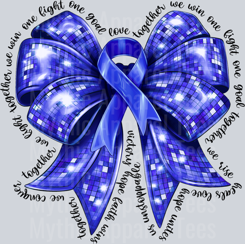 Disco Ball Style Bow with Blue Ribbon Autism Awareness