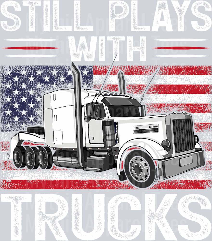 Still plays with trucks DTF Trucker Transfers
