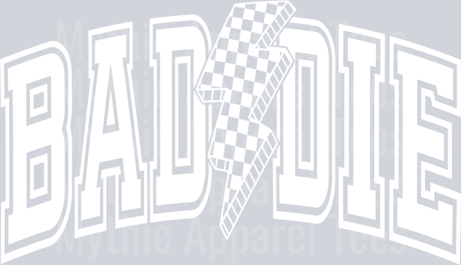 Baddie Empowering Checker White Varsity Letters