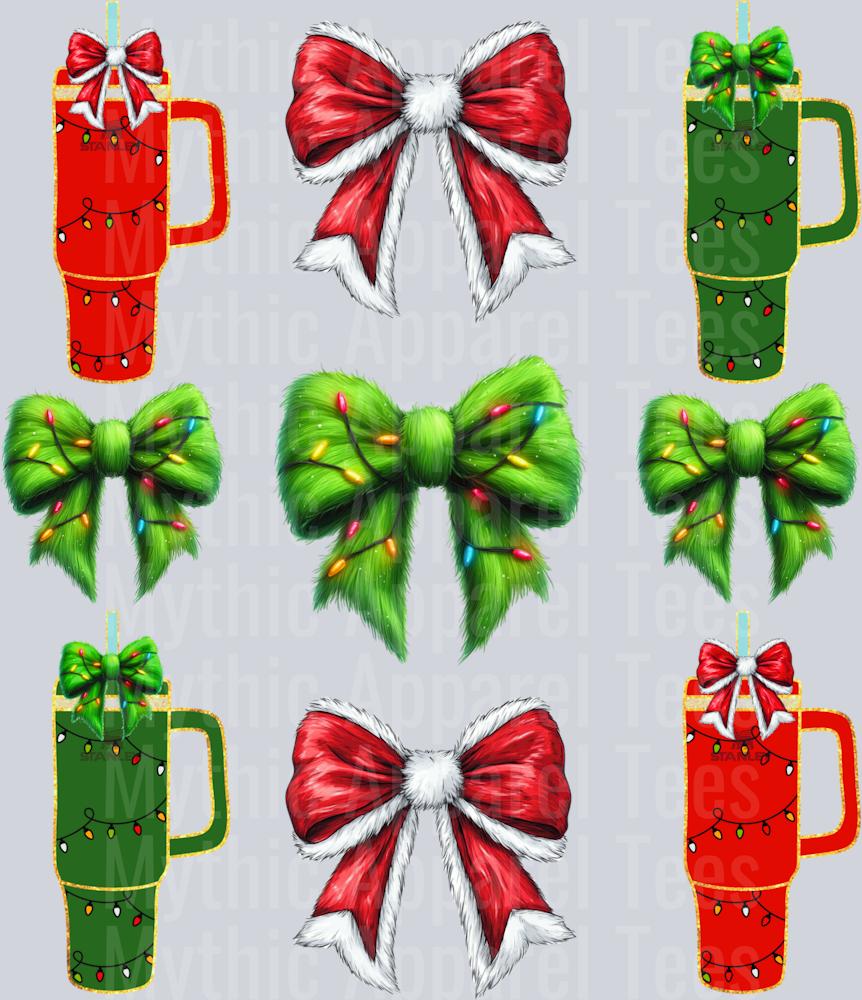 Christmas bow Stanley coquette DTF Christmas Transfers