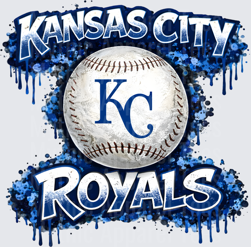 MLB Transfers Kansas City Royals Baseball Grunge Splatter Design
