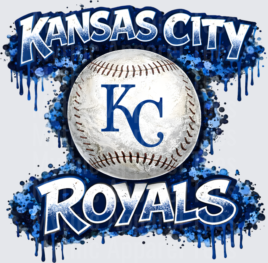MLB Transfers Kansas City Royals Baseball Grunge Splatter Design