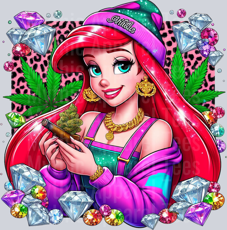 Ariel 13 Jewels Smoking Weed DTF Weed Transfers