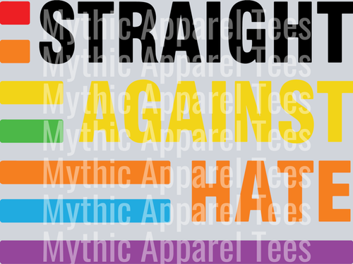 Straight against hate rainbow letters LGBTQ+ Transfer