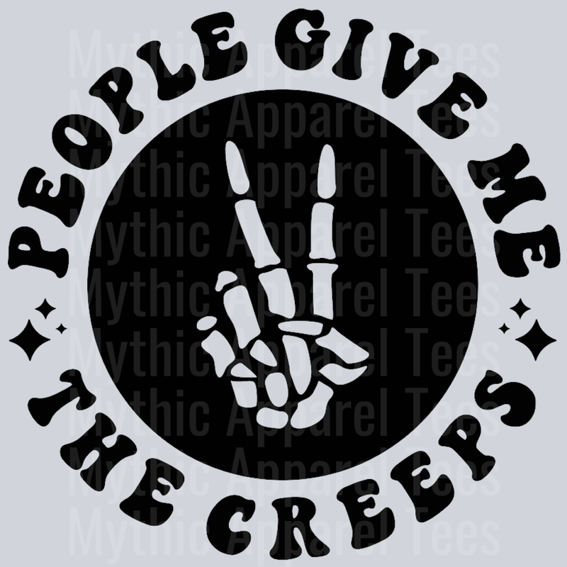 People Give Me The Creeps Pocket Design Wavey Retro Style Funny Shirt Design