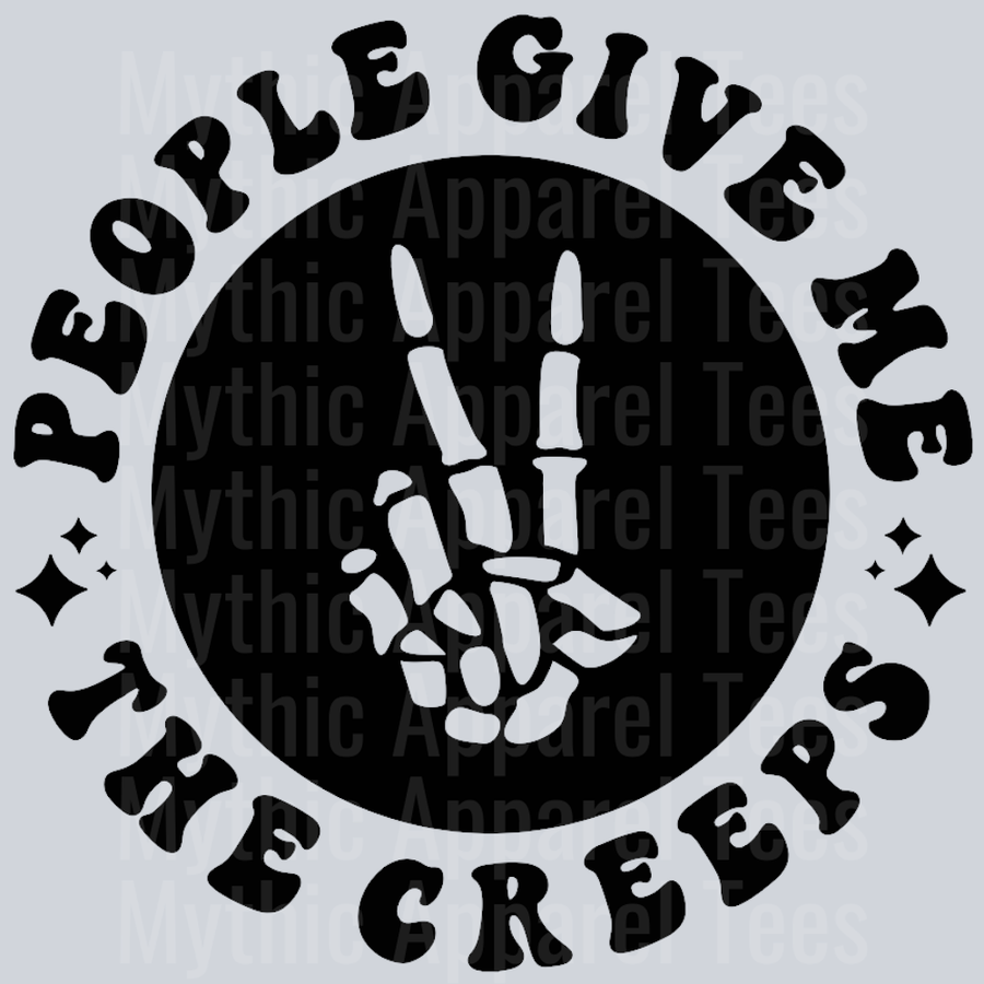 People Give Me The Creeps Pocket Design Wavey Retro Style Funny Shirt Design