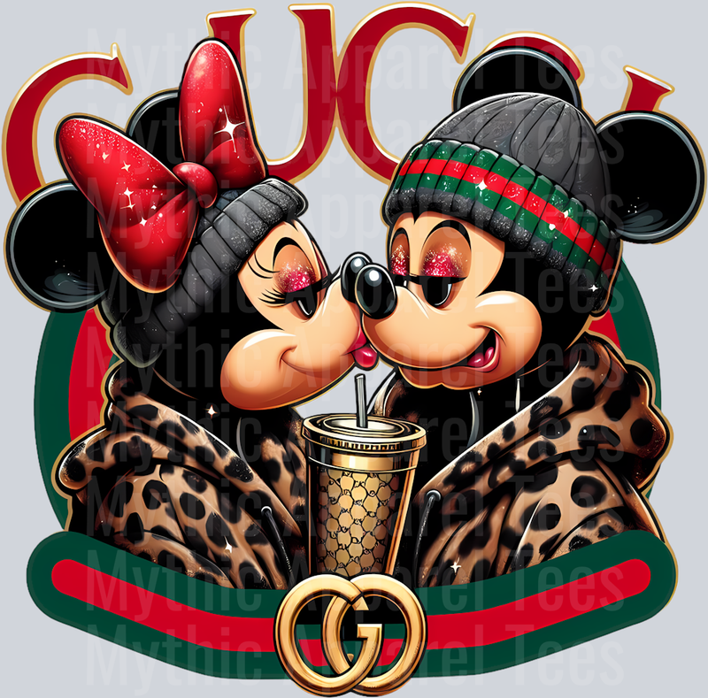 Mickey Minnie love Leopard print jacket Disney DTF Gucci Disney Transfers
