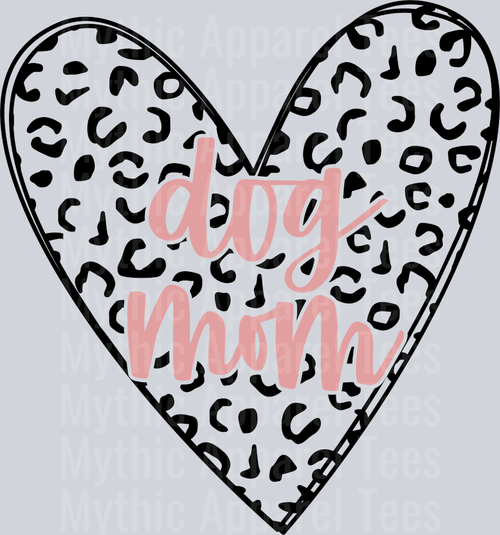 Dog mom leopard print heart DTF Dog Transfers