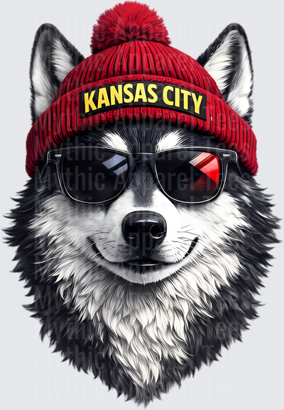 NFL Mascots Kansas City Wolf in Red Beanie and Sunglasses