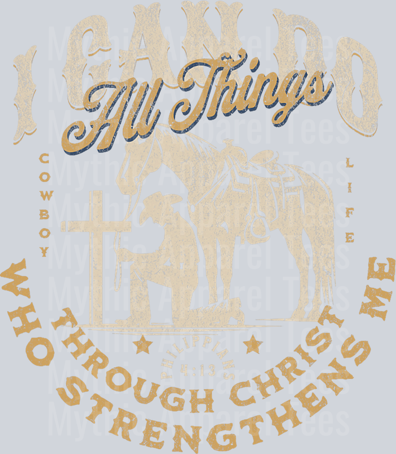 I can do all things through Christ who strengthens me Religious DTF Western Transfers