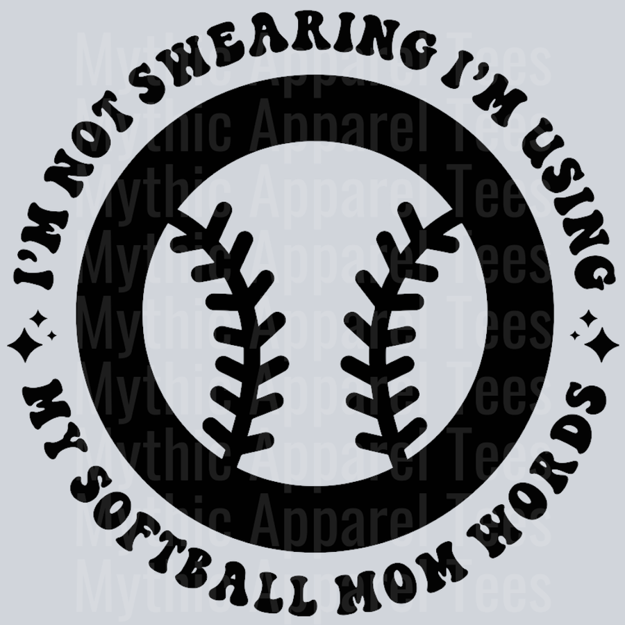 Im Not Swearing Im Using My Softball Mom Words Pocket Design Wavy Retro Funny Designs