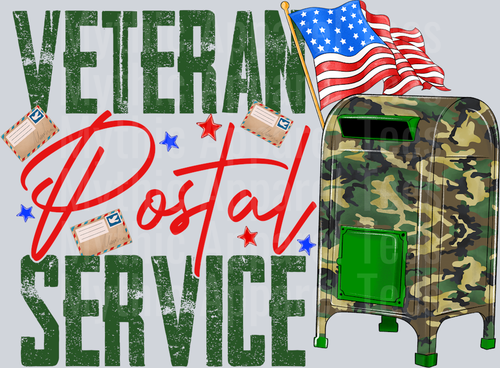 Veteran Postal Service Post Office Red White and Blue Patriotic DTF 4th of July Transfers