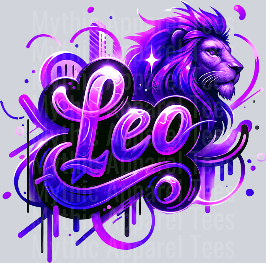 Leo 2 Purple Sign DTF Zodiac Sign Transfers