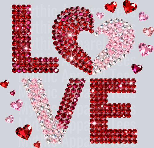 Rhinestones Love Valentines Day