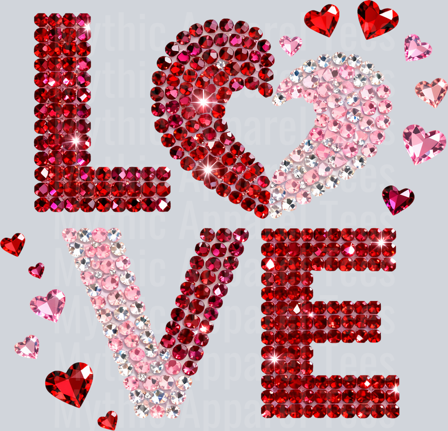 Rhinestones Love Valentines Day