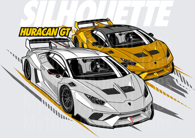 Drifting and Muscle Cars Lamborghini Huracan GT Duo White Gold Racing