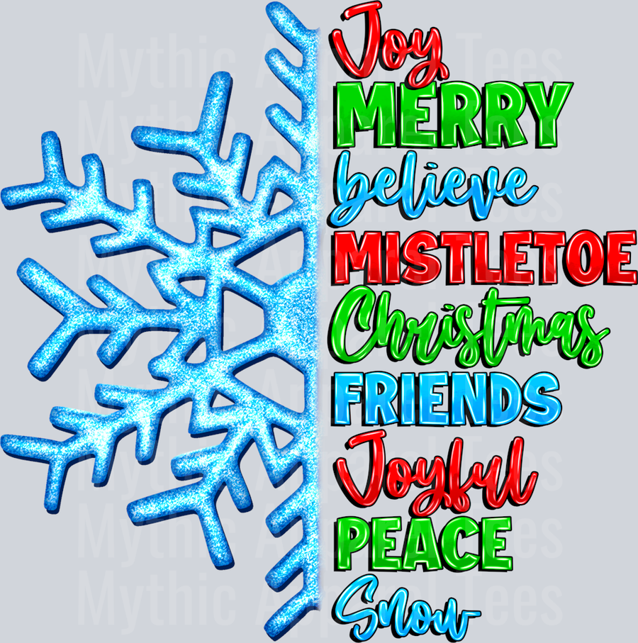 Joy Merry Believe Mistletoe Christmas Friends Joyful Peace Snow