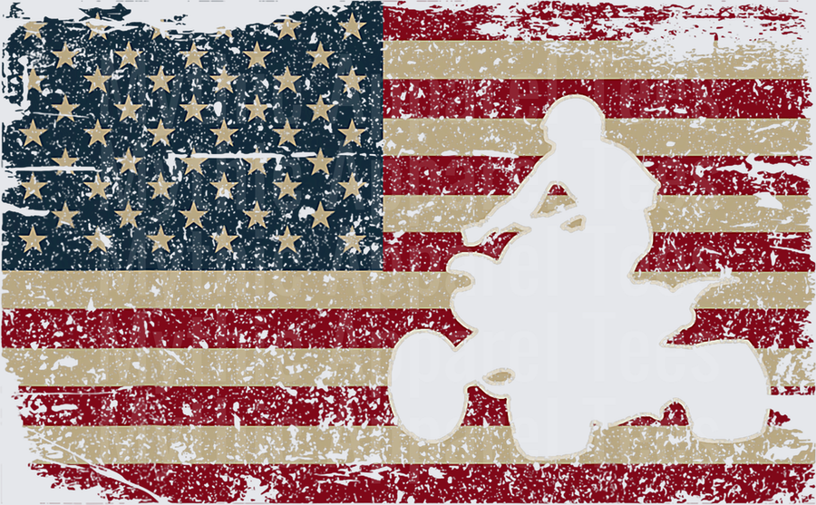 Distressed American Flag ATV Rider Silhouette Patriotic Off-Road Four Wheeler