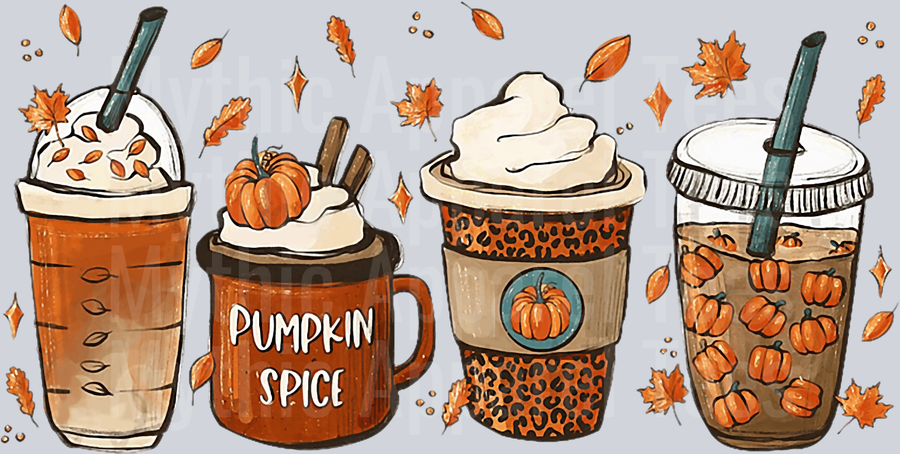 Pumpkin spice and late frappe and more DTF Coffee Transfers