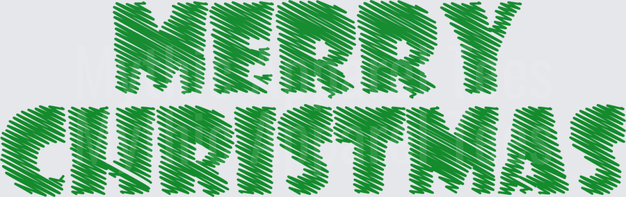 Merry Christmas Green Scribble Sketch Style Bold Text Design