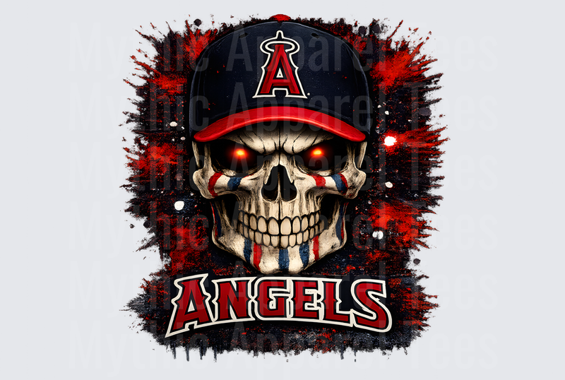 MLB Skulls Los Angeles Angels Glowing Eyes Skull Cap Splatter