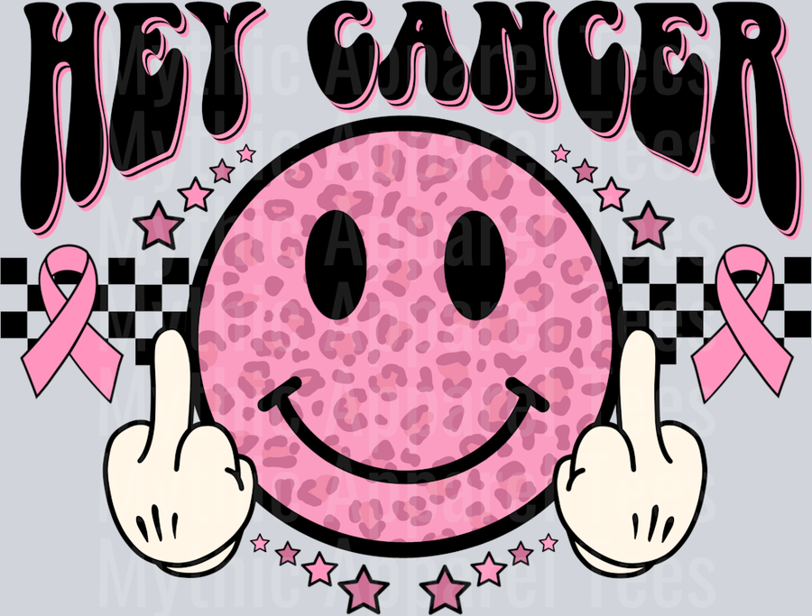 Hey Cancer two middle fingers Breast Cancer Awareness