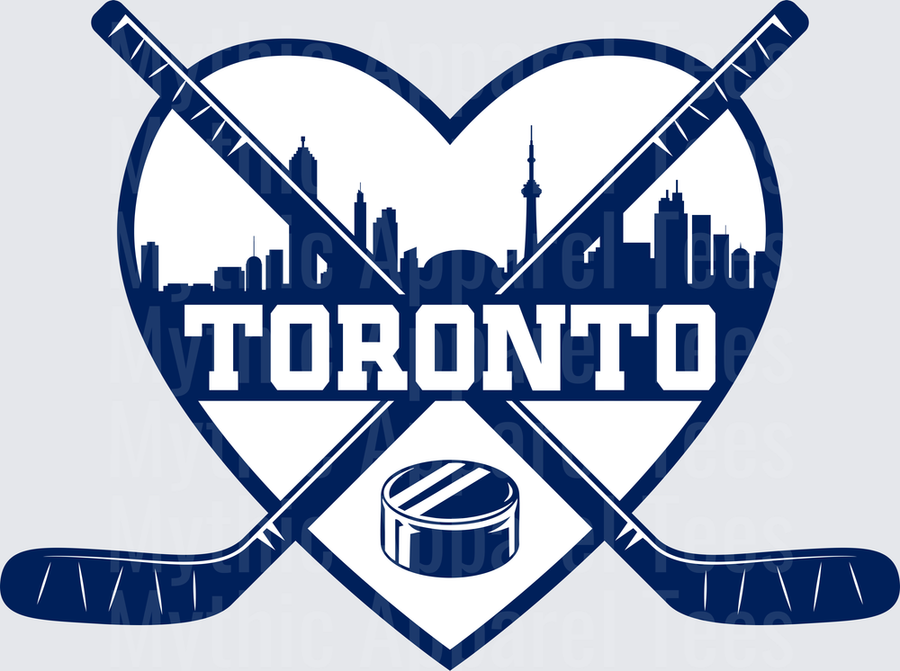 NHL Teams Toronto Hockey Heart Skyline Crossed Sticks Puck