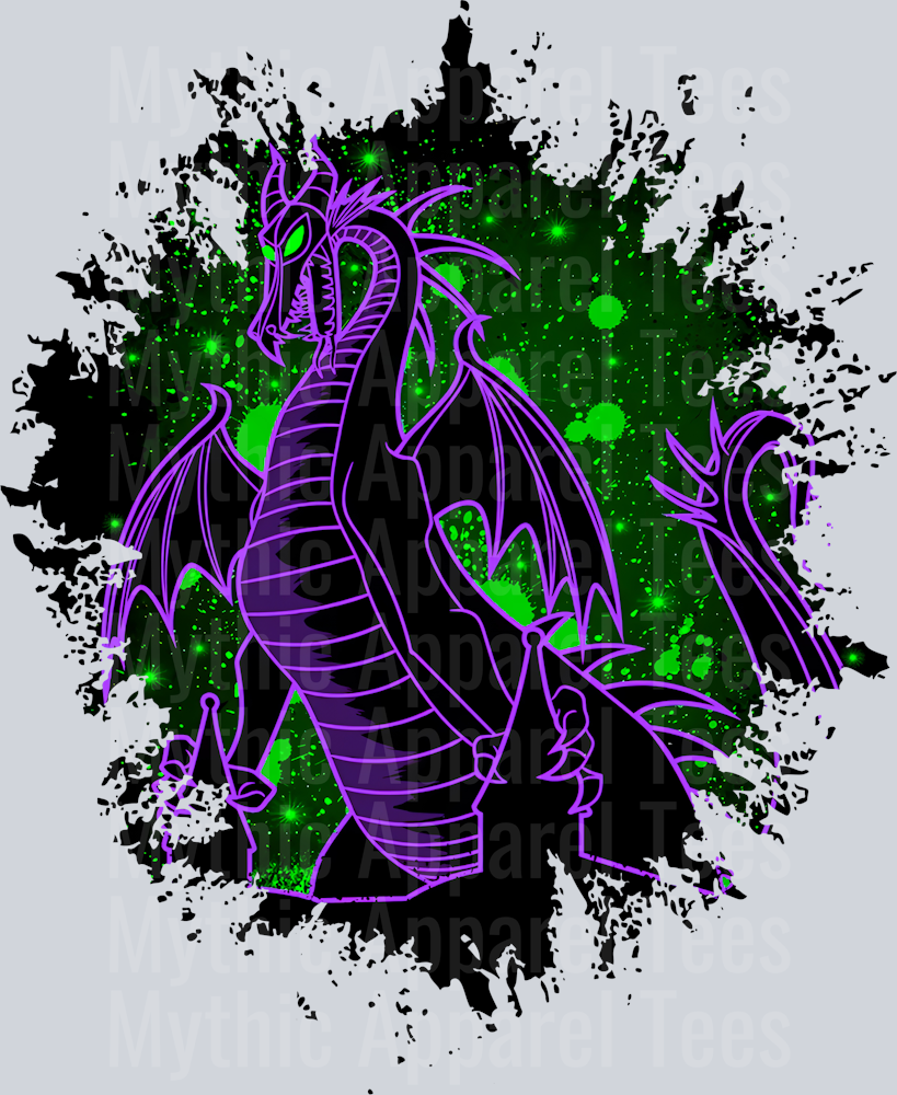 Dragon-Maleficent Disney Villain 2 Dark Silhouette Color Splash Crystal Ball Vision