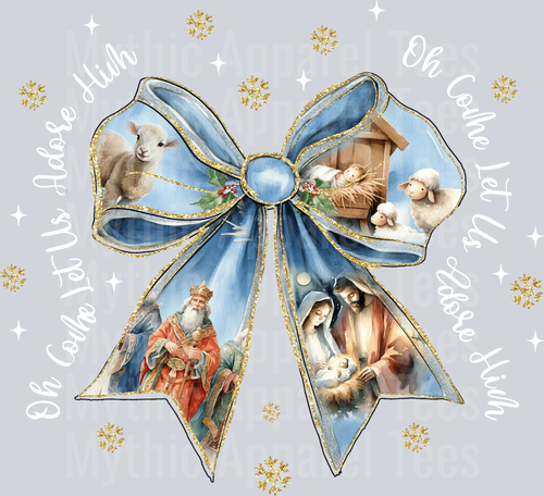 Santa Religious bow with Cute Christmas Quotes DTF Christmas Transfers