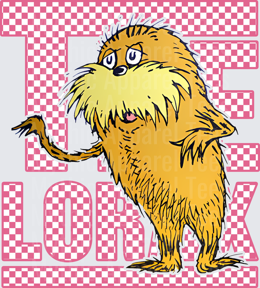 DR Seuss The Lorax Pink Checkered Letter Graphic