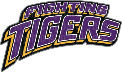 Fighting Tigers Purple and Gold Bold Athletic Wordmark Design