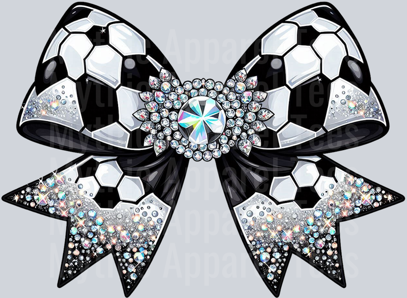 Soccer Bow Rhinestone and large jewel School Spirit & Sports