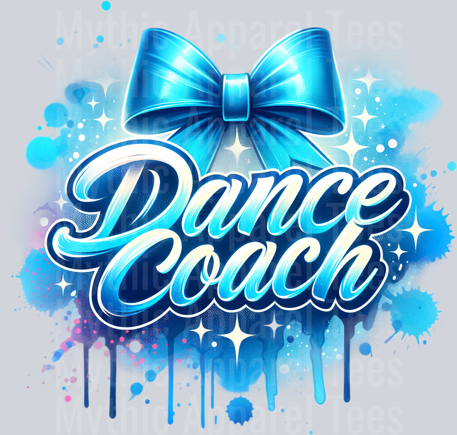Dance Coach Airbrushed Lt Blue DTF Dance Coach Transfers