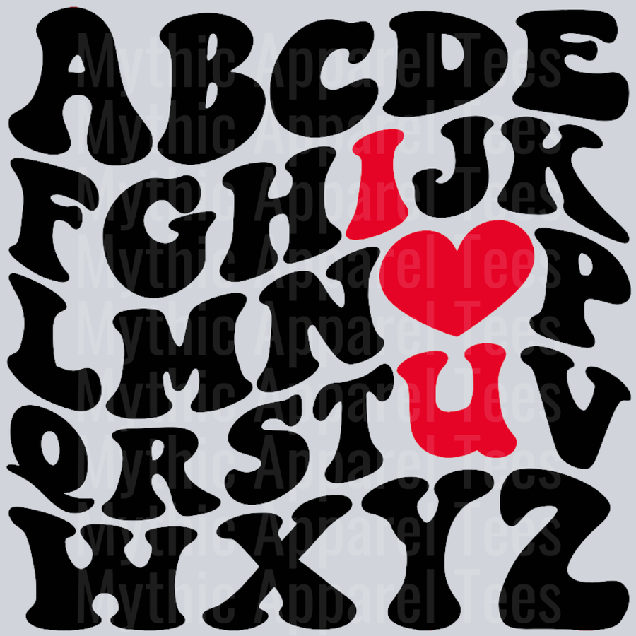 ABC I Love You Wavy Retro Funny Designs Valentines Day