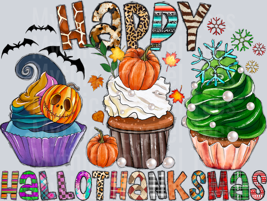 Happy HalloThanksMas Halloween Christmas Cupcakes