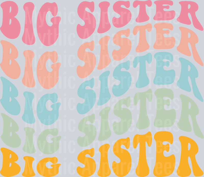 BIG SISTER Wave retro DTF Infant - Youth Girl Transfers