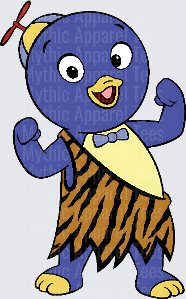 Pablo the Backyardigans Penguin Flexing in Tiger Print Caveman Outfit with Propeller Hat